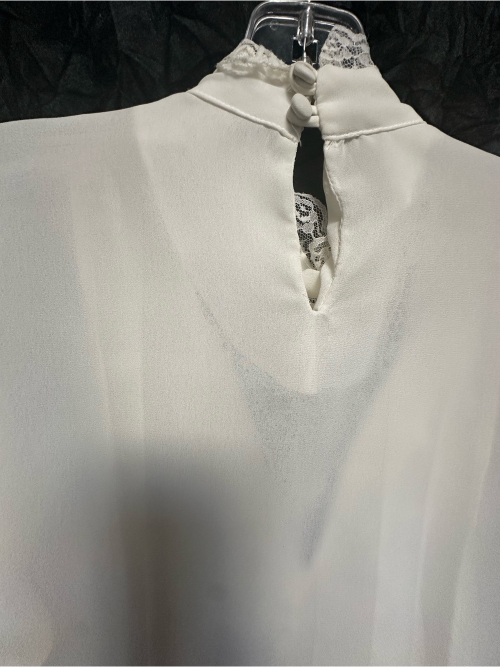 VICTORIAN EDWARDIAN BLOUSE TOP VTG 80s GOTHIC HIGH NECK PLEATED CREAM 12 - Picture 6 of 11